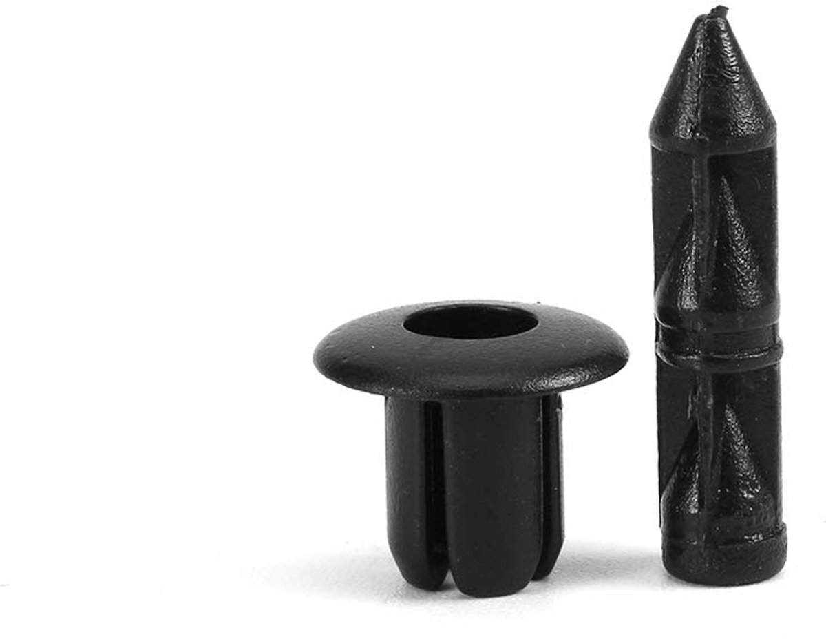 Kunststof Nietclips voor Motorraden - 100 Stuks, 6mm, Zwart