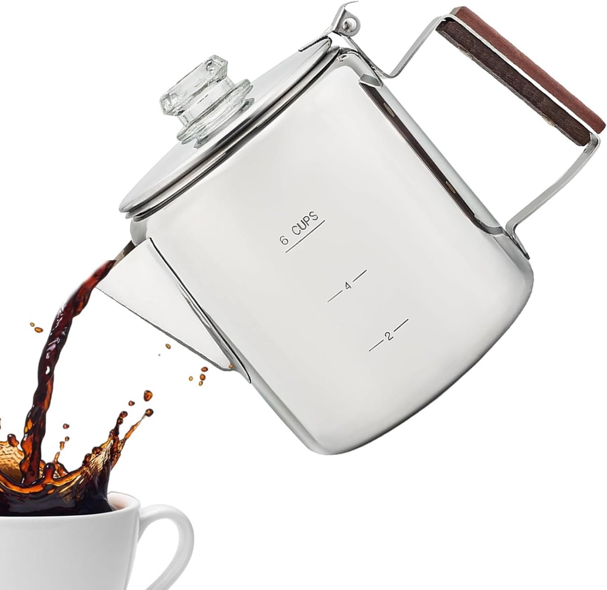 Percolator Koffiepot - Koffiezetapparaat - Koffie Bereiden - Roestvrij Staal - 6 of 9 Kopjes - Meerkleurig