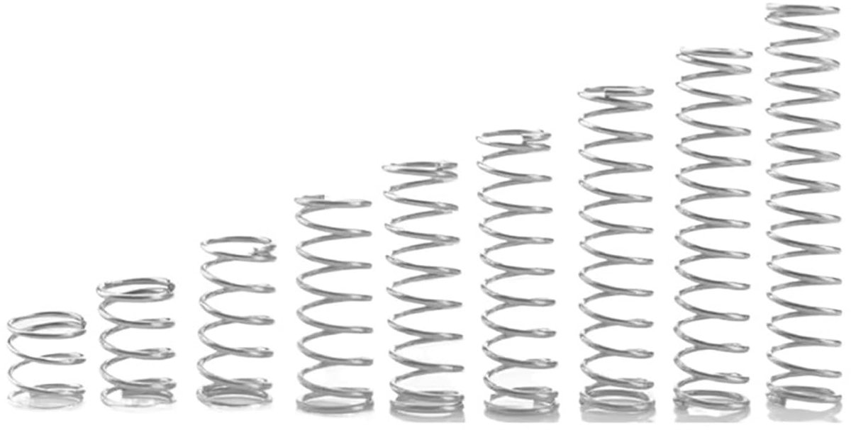 Drukveren Set - Compressieveren Roestvrij - Mechanische Systemen - Sterk Elastisch Materiaal - 10 Stuks 50mm - Zilver