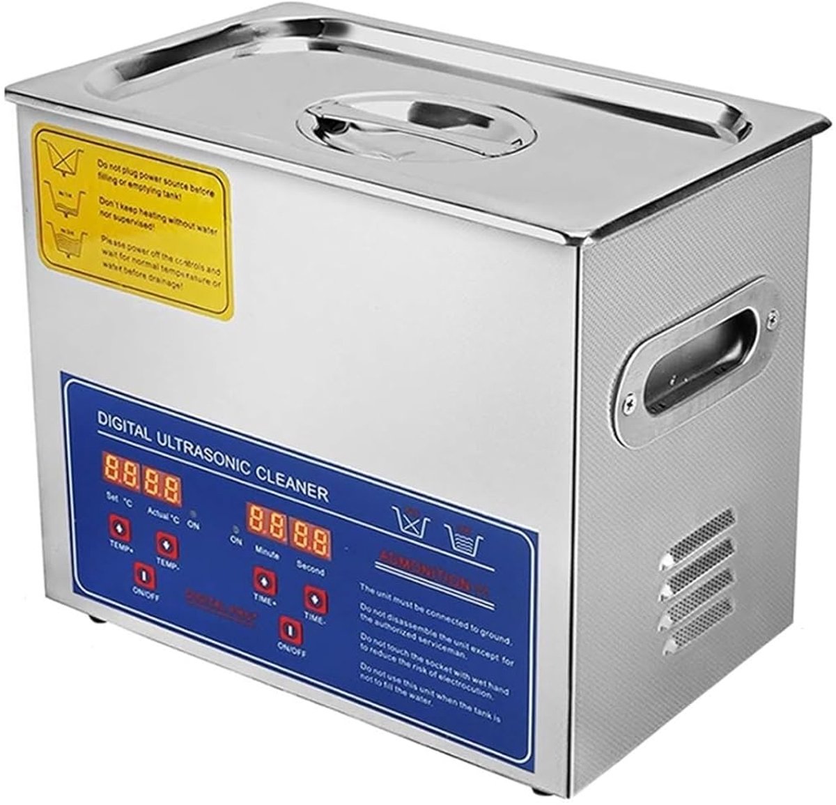 Ultrasone reiniger - Digitale reiniger - Snel reinigen - Verwarmingsfunctie tot 80 graden - 6 liter tank - Zilver
