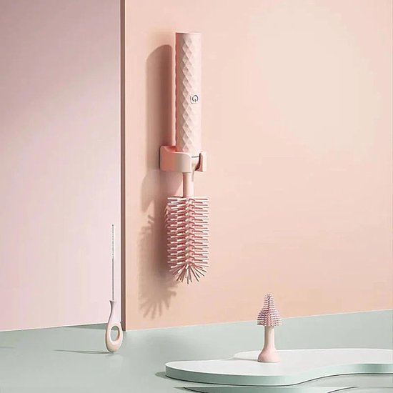 Elektrische Flessenborstel - Siliconen Borstel - Flessen Reinigen - Waterbestendig Design - 256 cm - Roze — afbeelding 2