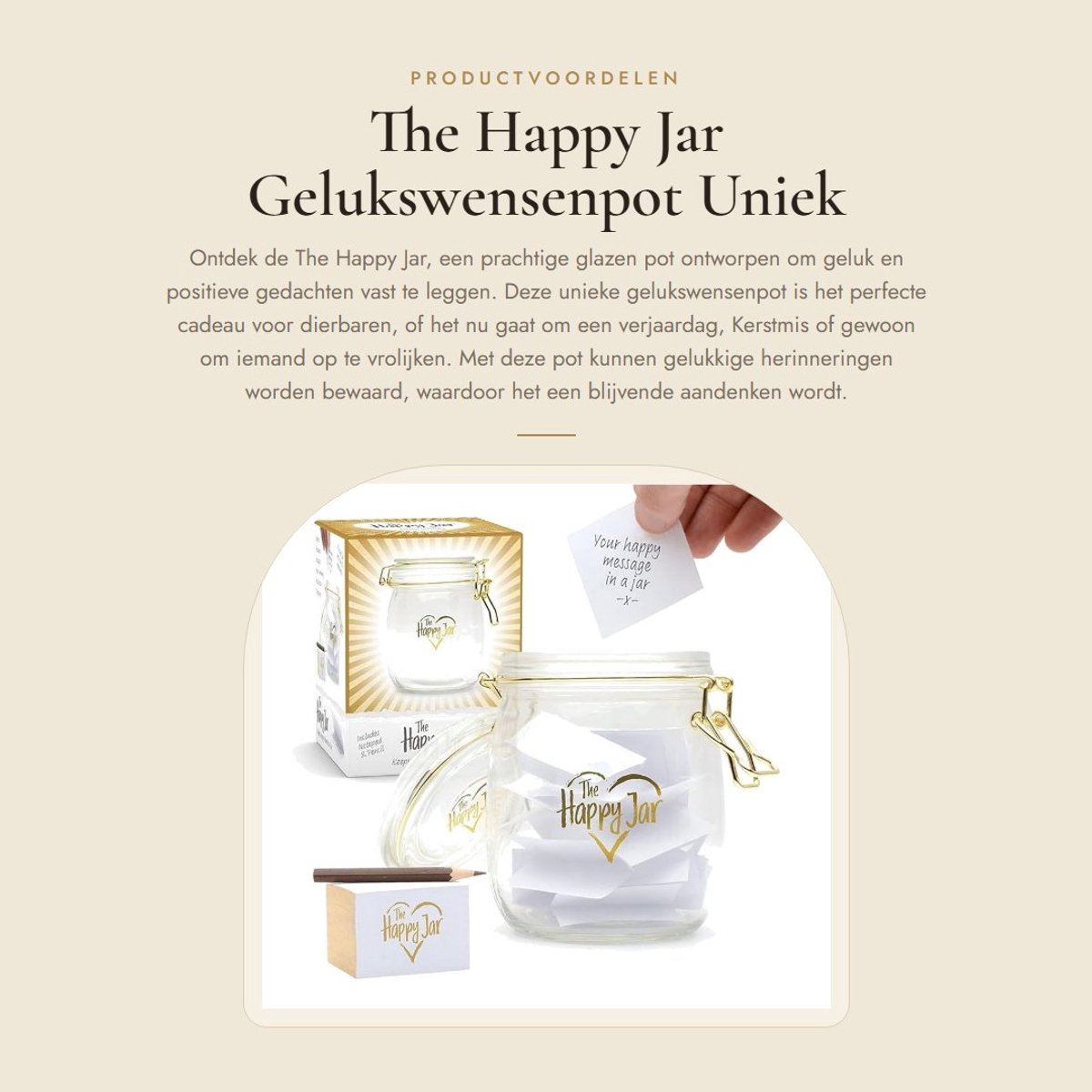 Allecto - The Happy Jar - Gelukswensenpot - Uniek cadeau - Glazen pot - Positiviteit - Vreugdevolle herinneringen - Geschikt voor elke gelegenheid
