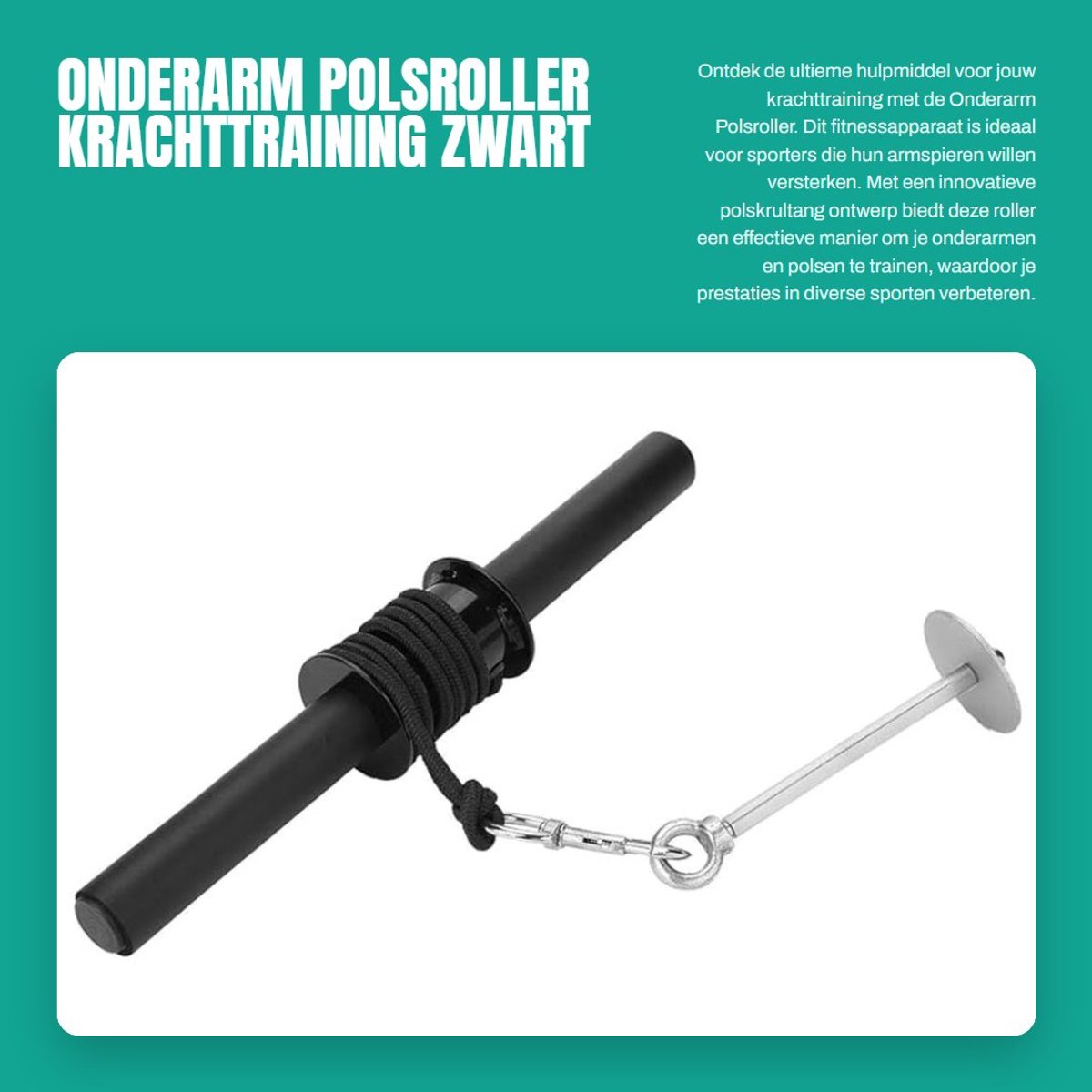 Dailygoods - Onderarm Polsroller - Krachttraining - Zwart - Polskrultang - Fitnessapparatuur voor sporters - Geschikt voor armtraining