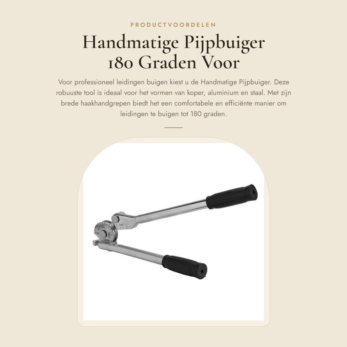 Dailygoods- Pijpbuiger Professioneel - Handmatige Buigtang 15 mm - Voor Koper/Aluminium/Staal - Comfortabel Buigen - Duurzaam Staal - Optionele Buisradius - Buisbuiger
