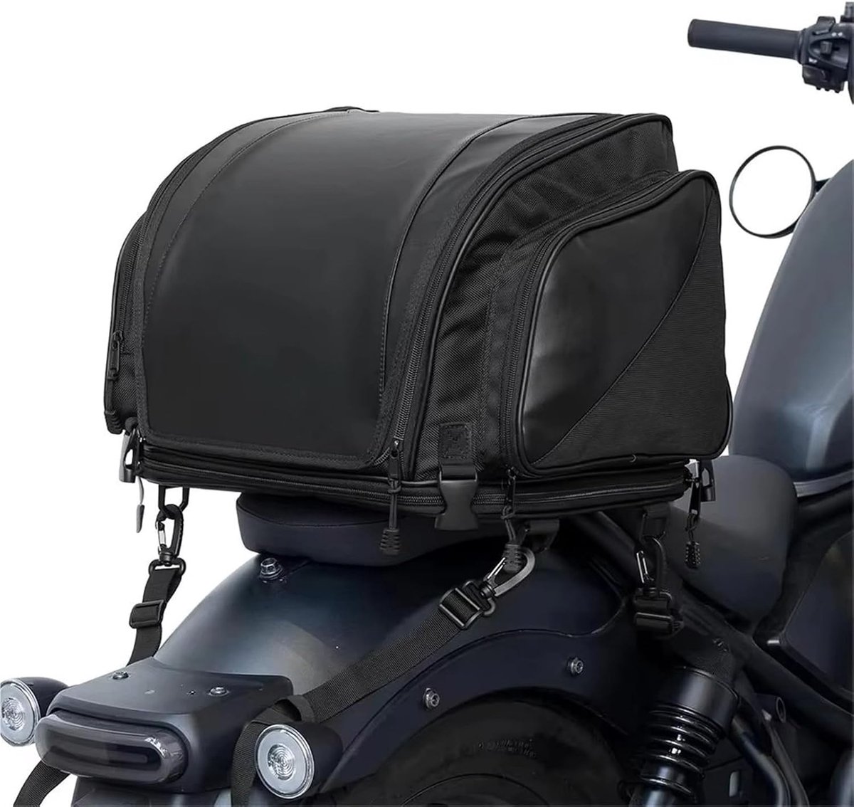 Motorfiets Zadeltas - Bagage Tas - Motor Rijden - Waterdicht PU Leer - 40-50L - Zwart