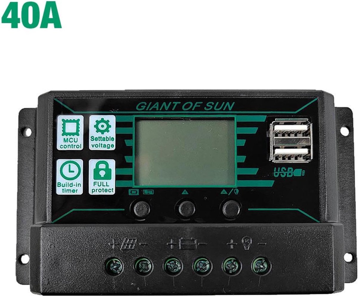 Zonnepaneel Regelaar - Laad Controller - Energie Beheer - PWM Intelligent - 40A - Zwart