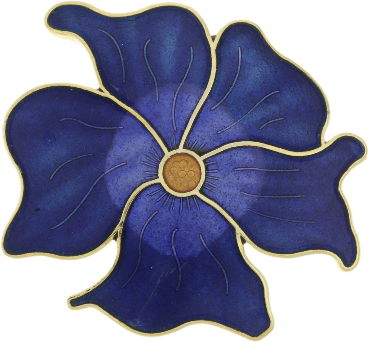 Behave® Emaille Bloemenbroche Blauw – Goudkleurige Sjaalspeld 4,2 cm – Vintage Broche met Fluwelen Zakje