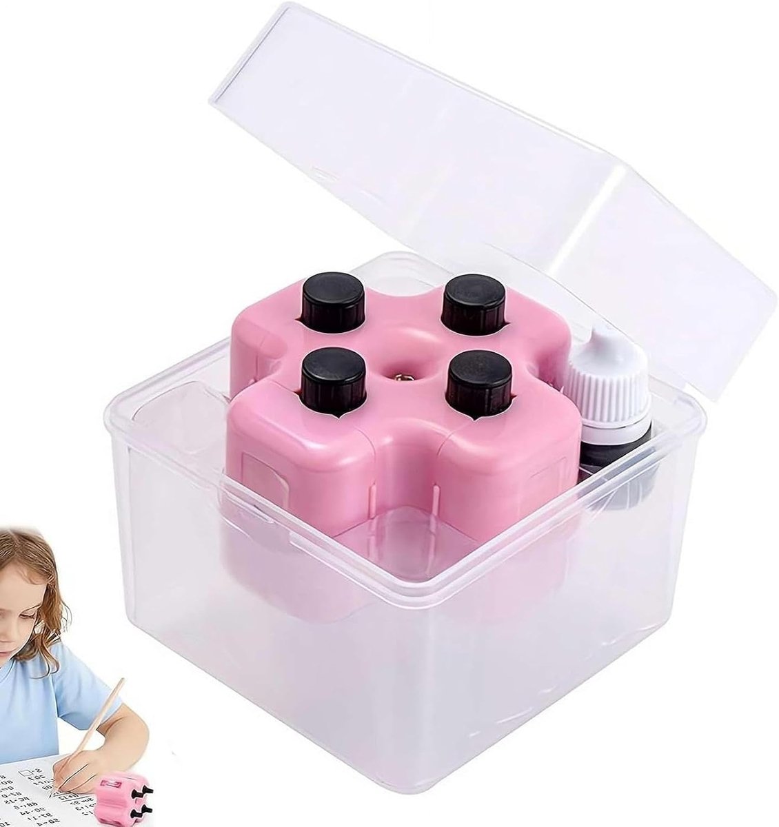Wiskunde Stempelroller - Cijfer Rolstempel - Rekenen Oefenen - 4-in-1 Multifunctioneel - 73x73x65cm - Roze