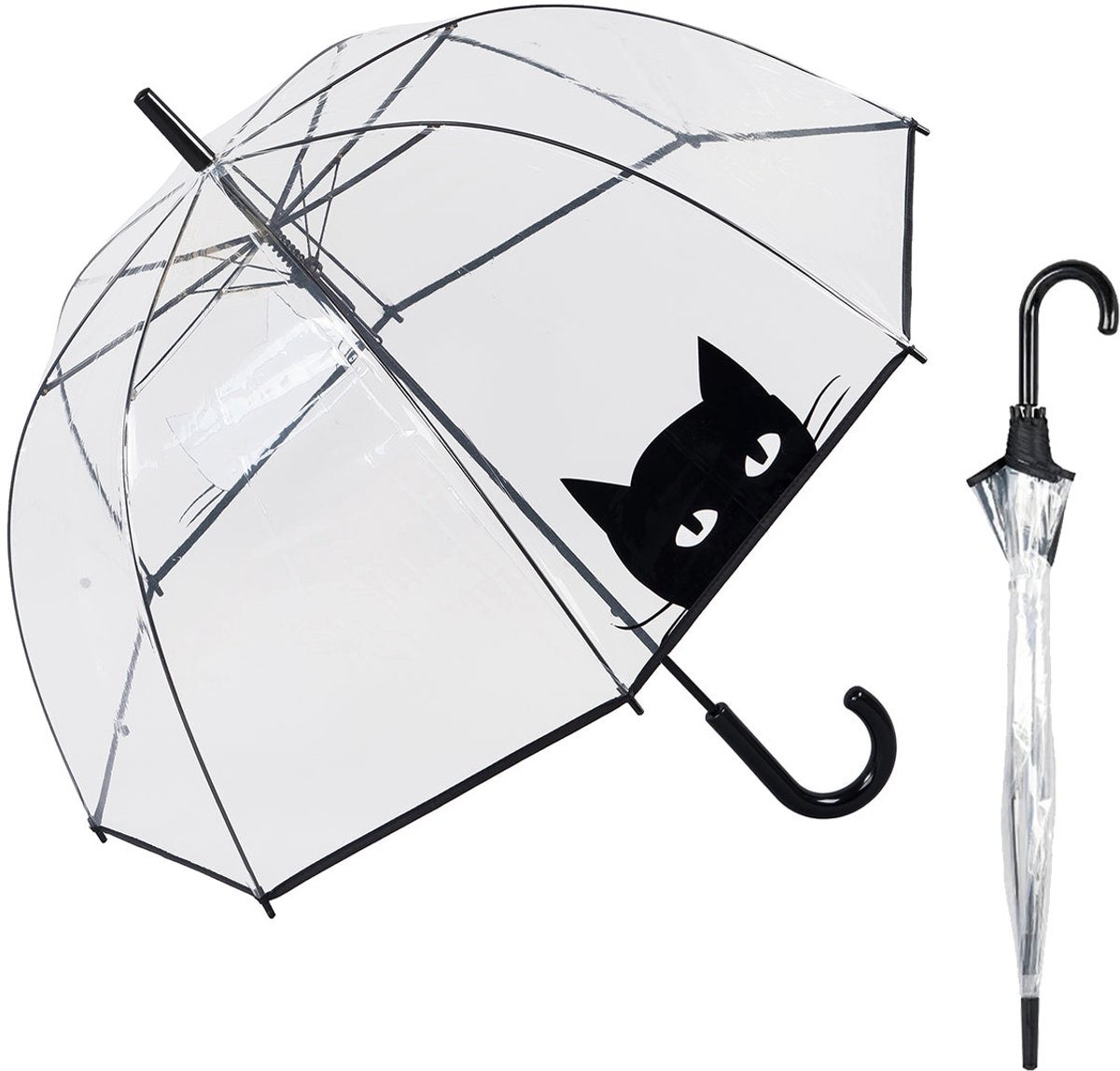 LE MONDE DU PARAPLUIE Doorzichtige paraplu in klokvorm met kattenmotief,Kattenkop