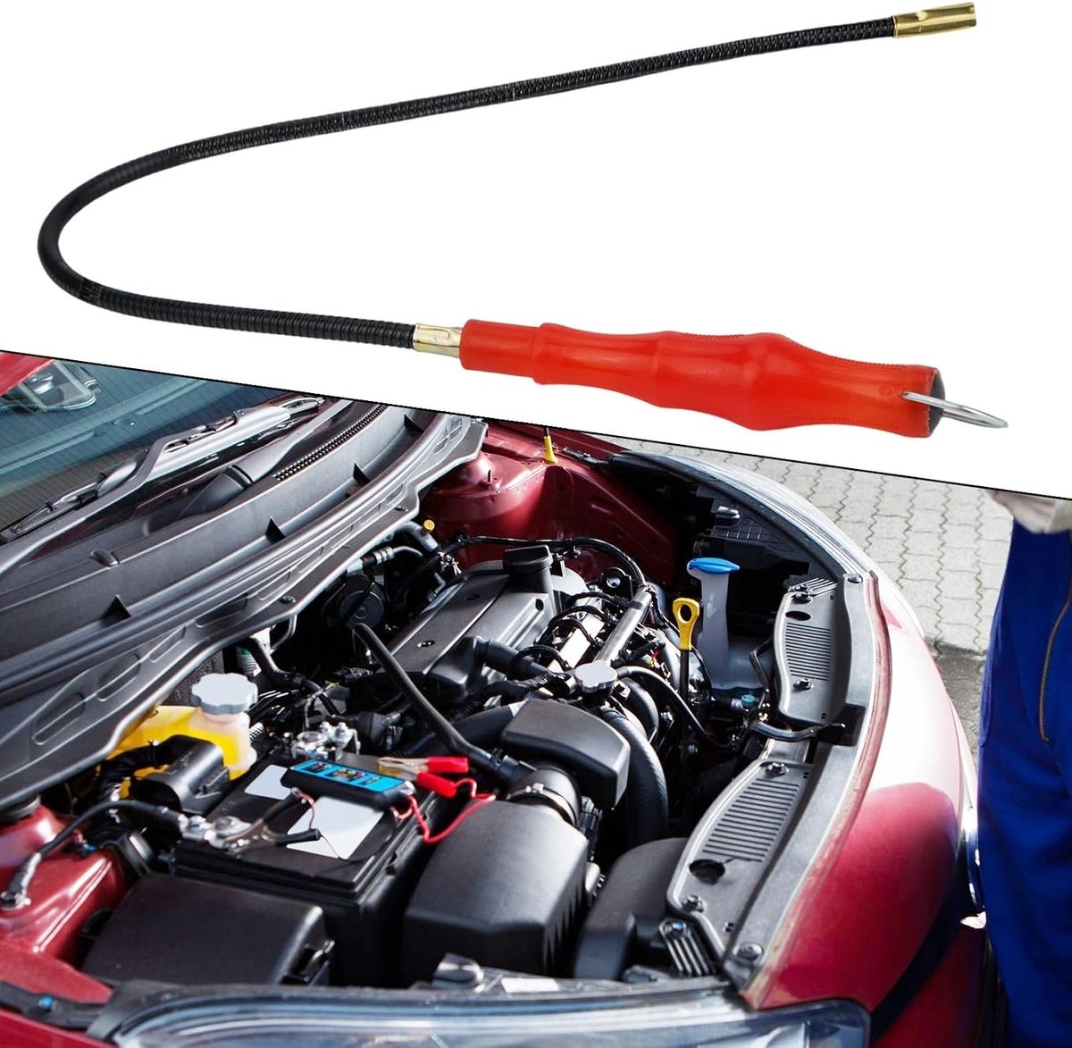Flexibele pick-up tool - Gereedschap stang - Onderdelen oppakken - Magnetische kop - 60 cm lengte - Afgebeeld