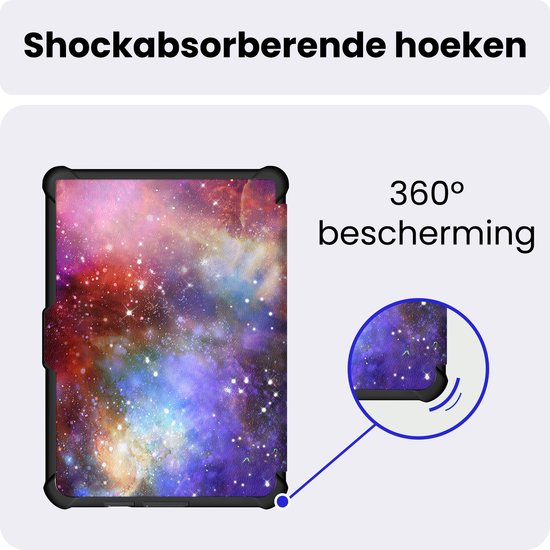 Hoes Geschikt voor Kobo Clara HD - Met Screenprotector - Luxe E-reader Trifold Case - Bescherm Hoesje Book Cover - Galaxy — afbeelding 5
