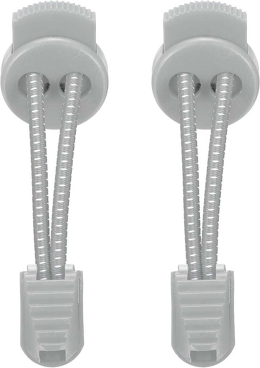 Elastische veters voor schoenen, knooploze veters voor volwassenen, ideaal voor sneakers en tennisschoenen, wit gestippeld en lichtgrijs, 2 stuks