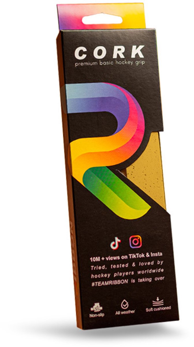 RIBBON Cork Hockey Basisgrip – Grip Tape Hockeystick – Natuurlijk Comfort – Anti-Slip - 1 Pack - Geel