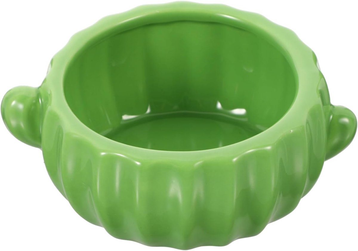 Keramische Voerbak - Cavia Hamsterbak - Kleine Dieren Voeren - Compact Cactus Design - 9.5 x 9.5 x 5 cm