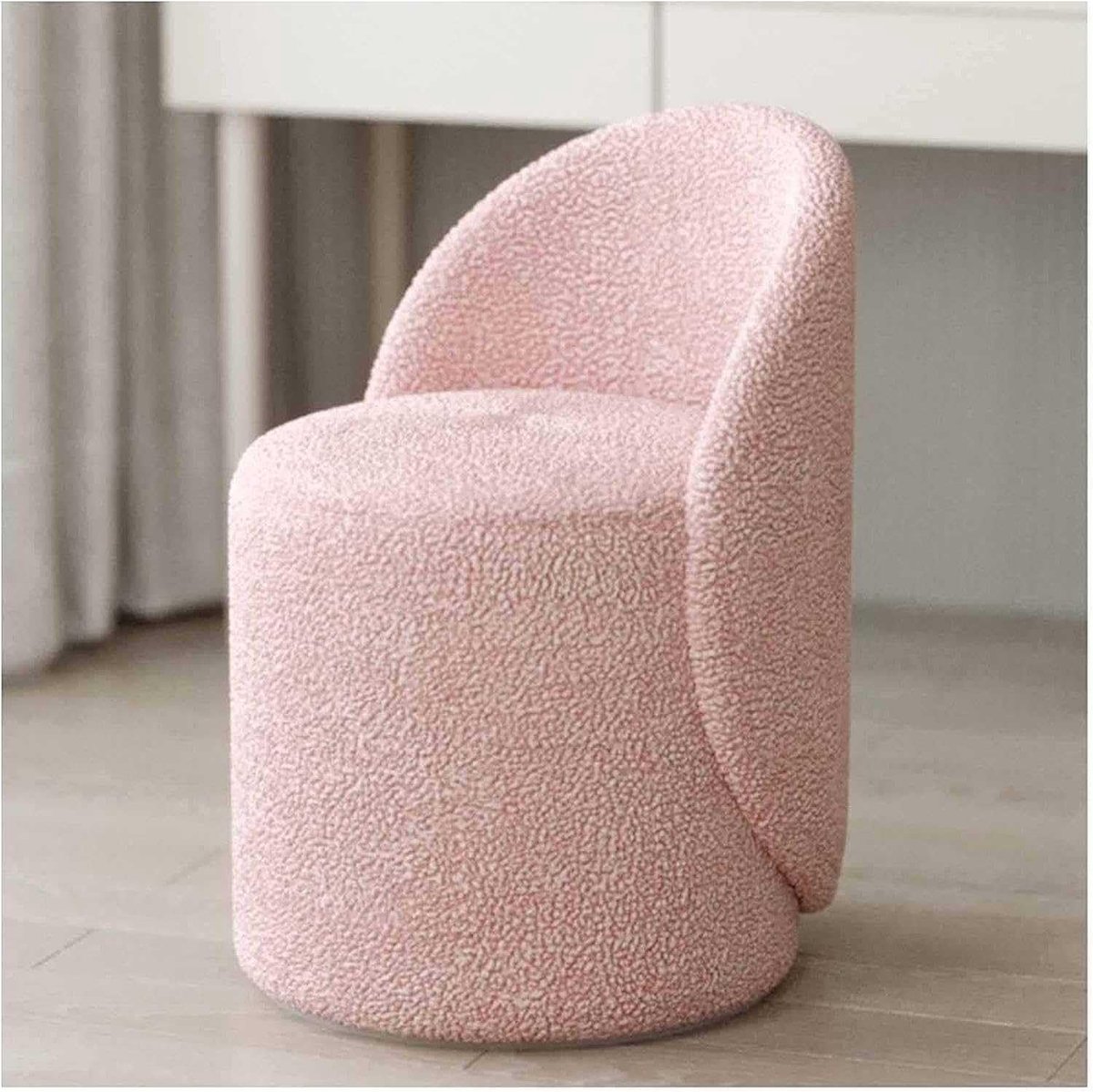 Eetkamerstoel Pluche - Make-up Stoel Kruk - Comfortabel Zitten - Ergonomische Rugleuning -