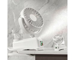 Mini USB-clipventilator, mini oplaadbare luchtbevochtiger met nevel, 4 windsnelheden, tafelventilator, mini draagbare ventilator voor thuis, bureau en kantoor (wit).