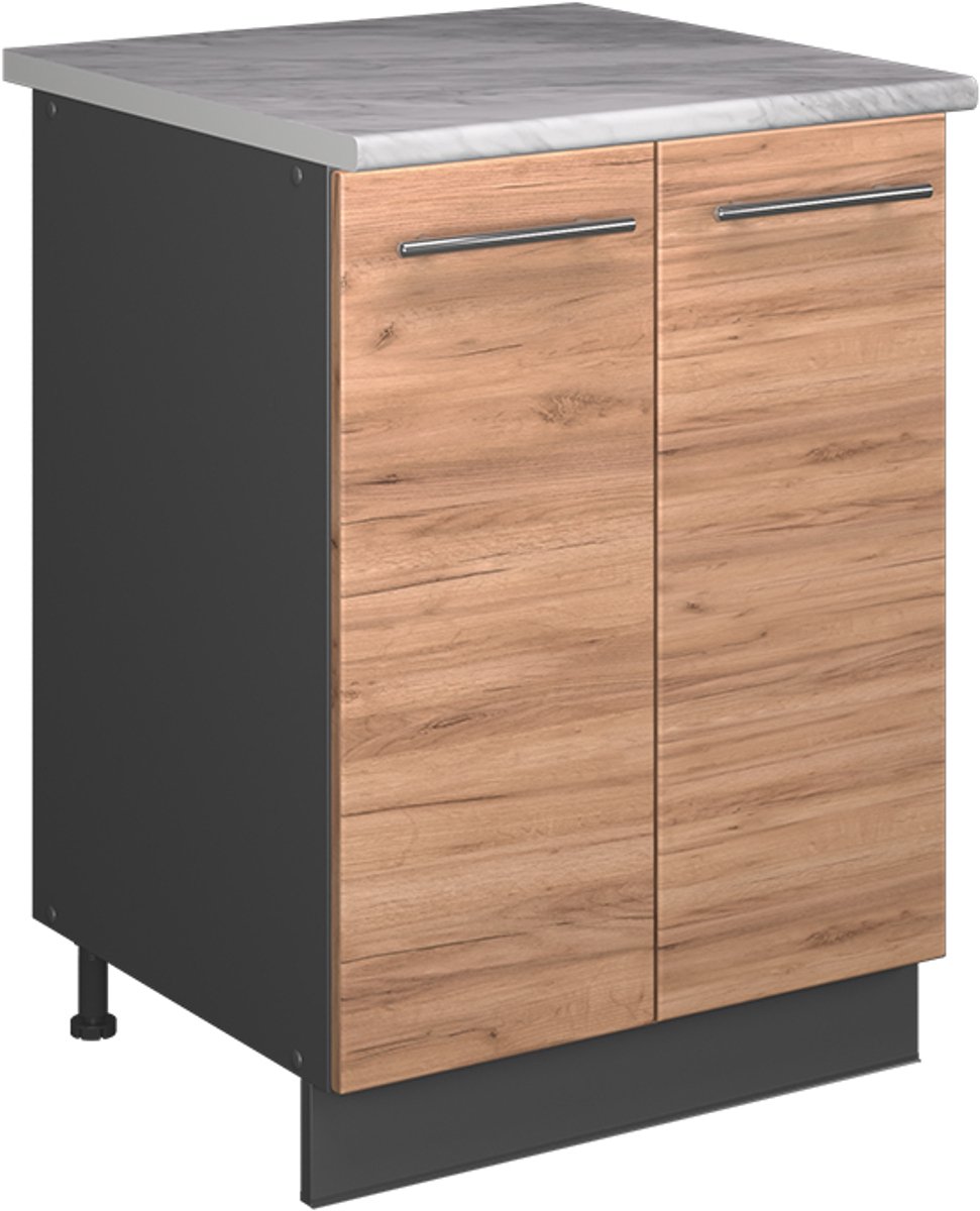 Vicco Wastafelkast Fame-Line, Goudkleurig Eiken/Antraciet, 60 cm