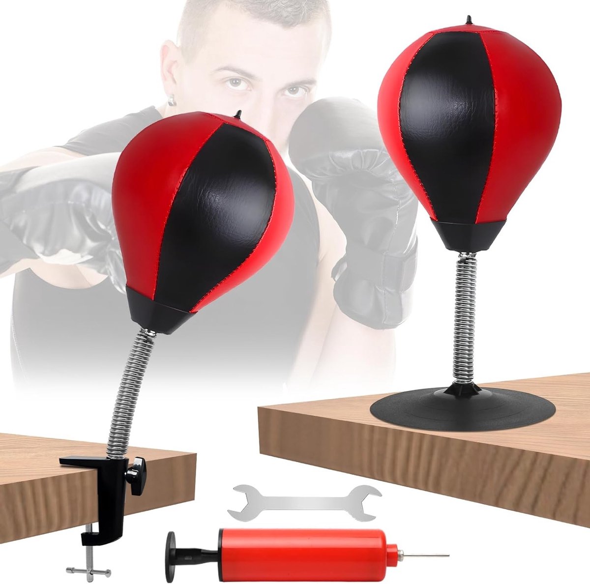 Verstelbare Punching Ball met Sterke Zuignap en Tafelklem voor Thuis of Op Kantoor, Perfecte Cadeau voor Sportliefhebbers en Collega's