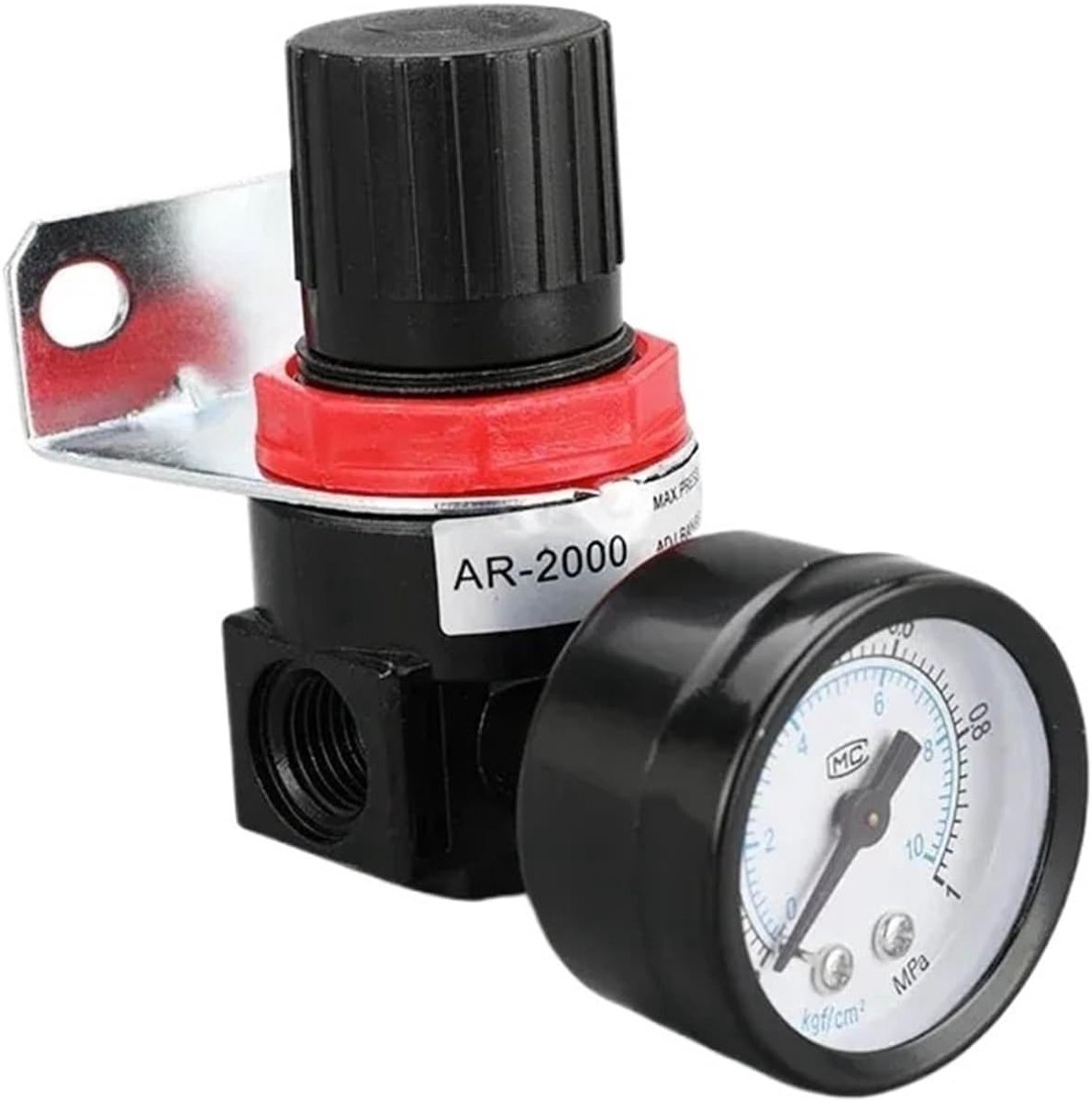 Luchtdrukregelaar - Compressor Ventiel - Luchtstroom Regelen - Met Meter - G1/4 - Zwart