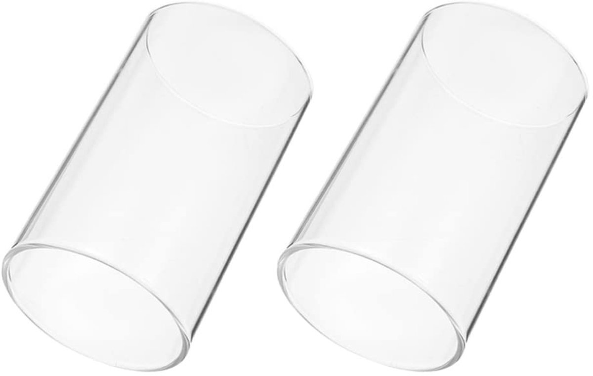 Dailygoods - Glazen Kandelaar 2 Stuks Cilinder 8 x 20 cm