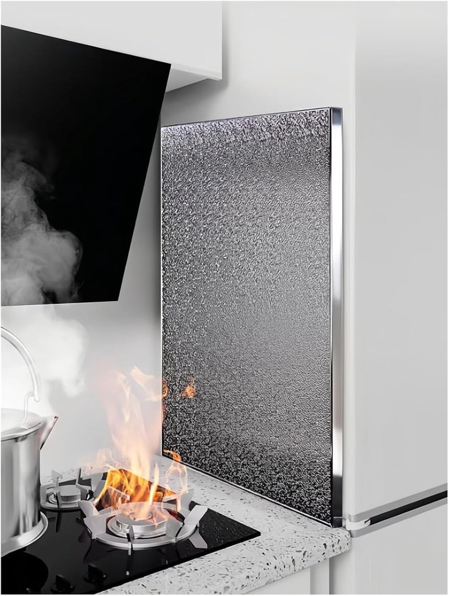 Hitteschildbord Keuken Brandwerende Mat Kookplaat Beschermen Vlamvertragend Materiaal 60 x 110 cm Aluminium
