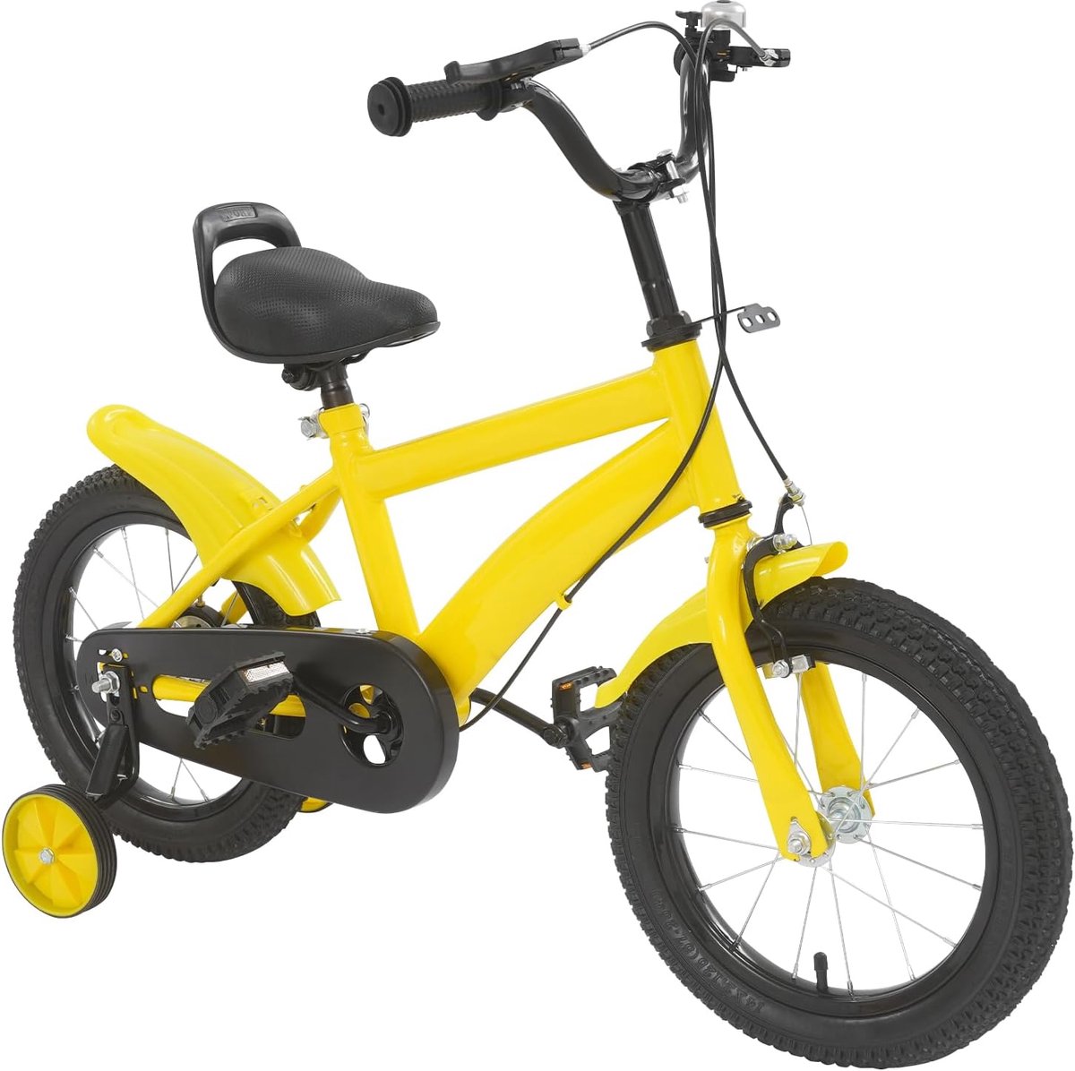 Kinderfiets en Leren fietsen Met steunwielen 14 inch Geel