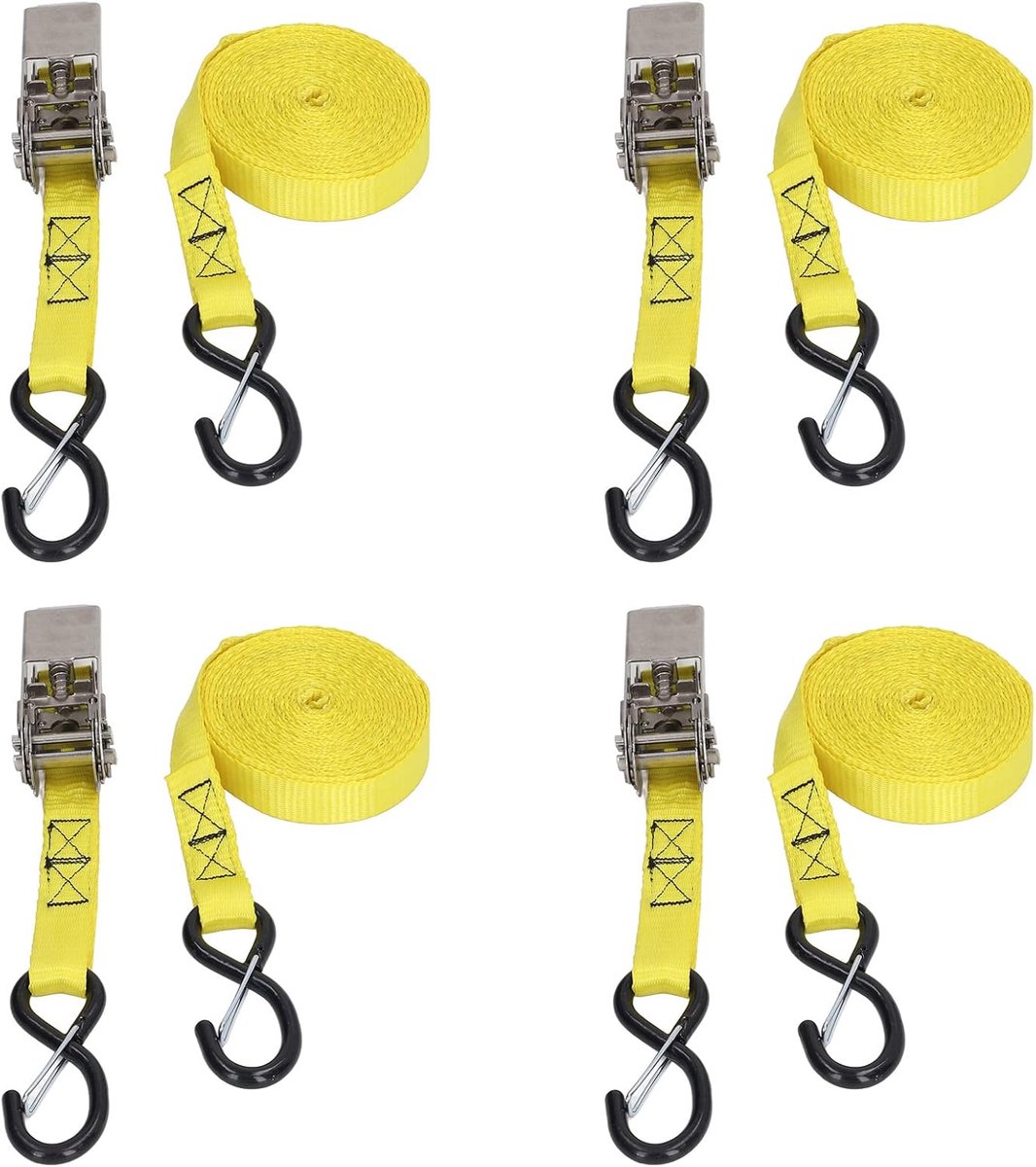 Spanband Set - Bevestigingsriemen - Veilig Transport - Hoge Trekkracht - 5 Meter - Geel