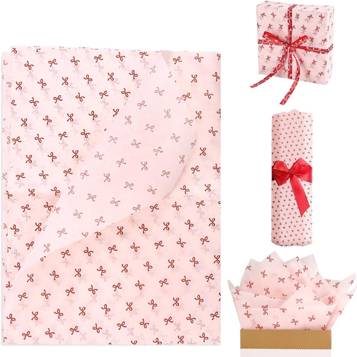Kleurrijk inpakpapier met strikdesign - 10 vellen cadeaupapier voor verjaardagen, bruiloften en feestdagen (70x50cm)