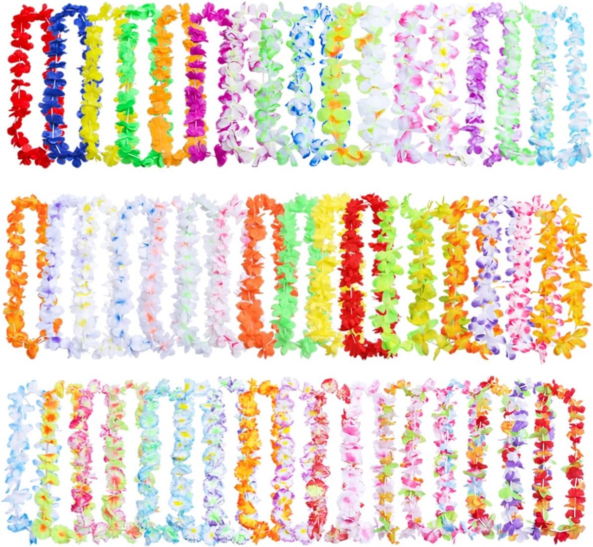 VHV - Hawaiiaanse Ketting - 50 kleurrijke bloemenkransen - Party decoratie voor strandfeest en luau