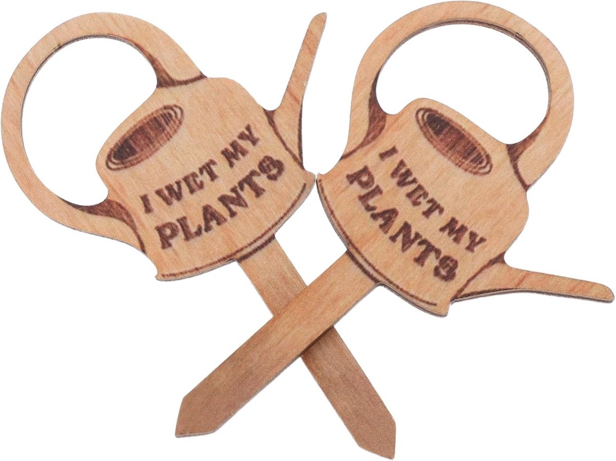 Decoratieve Tuinstekers - Plantenmarkers Gieter - Tuin Decoratie - Uniek Hout Design - 10x6.3 cm - Lichtbruin