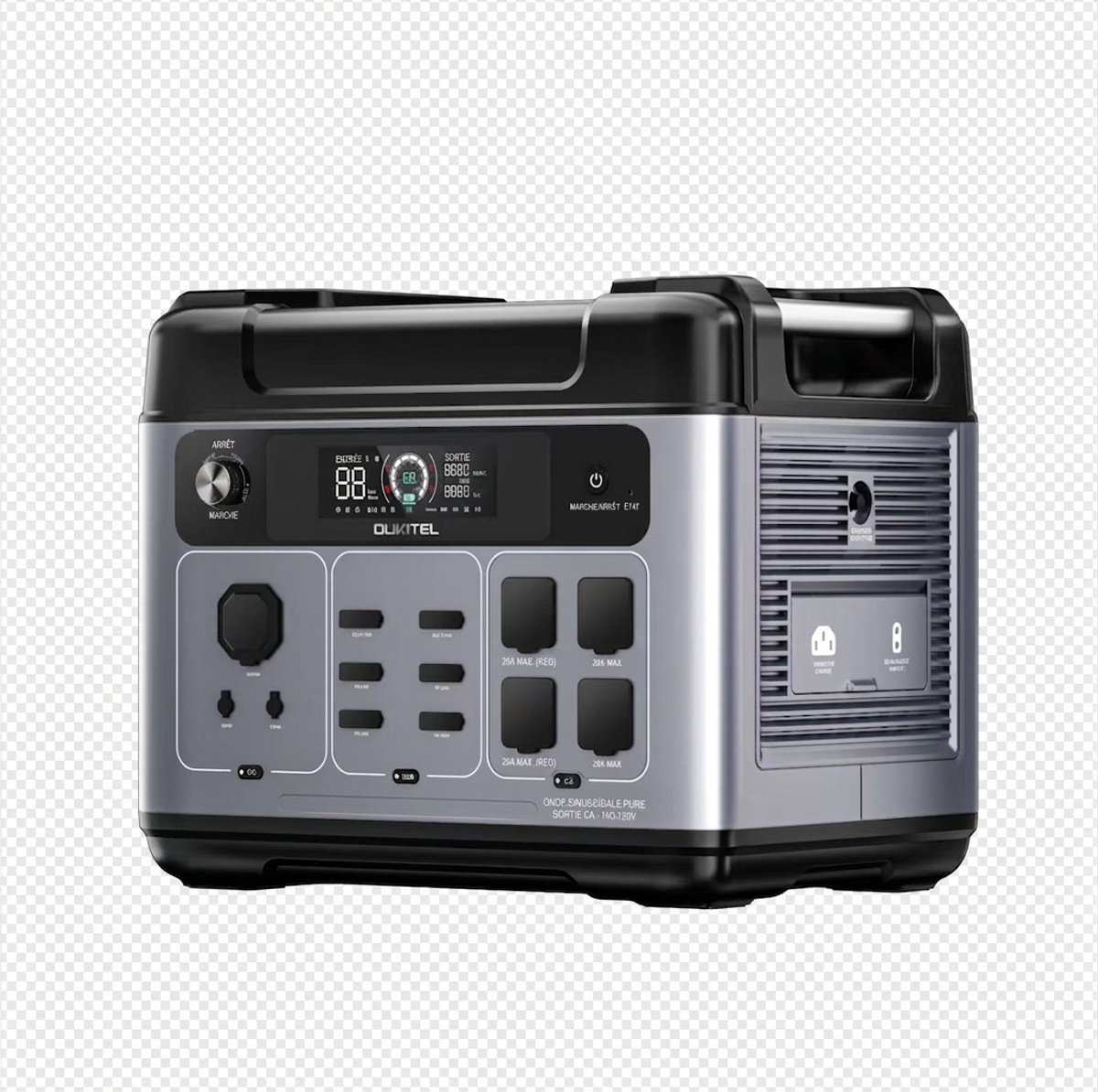Oukitel P2001Eplus Draagbare Powerstation – 2048Wh - LiFePO4 - 2400W - 4 AC Poorten - UPS Functie - Camping En Noodstroom – Grijs
