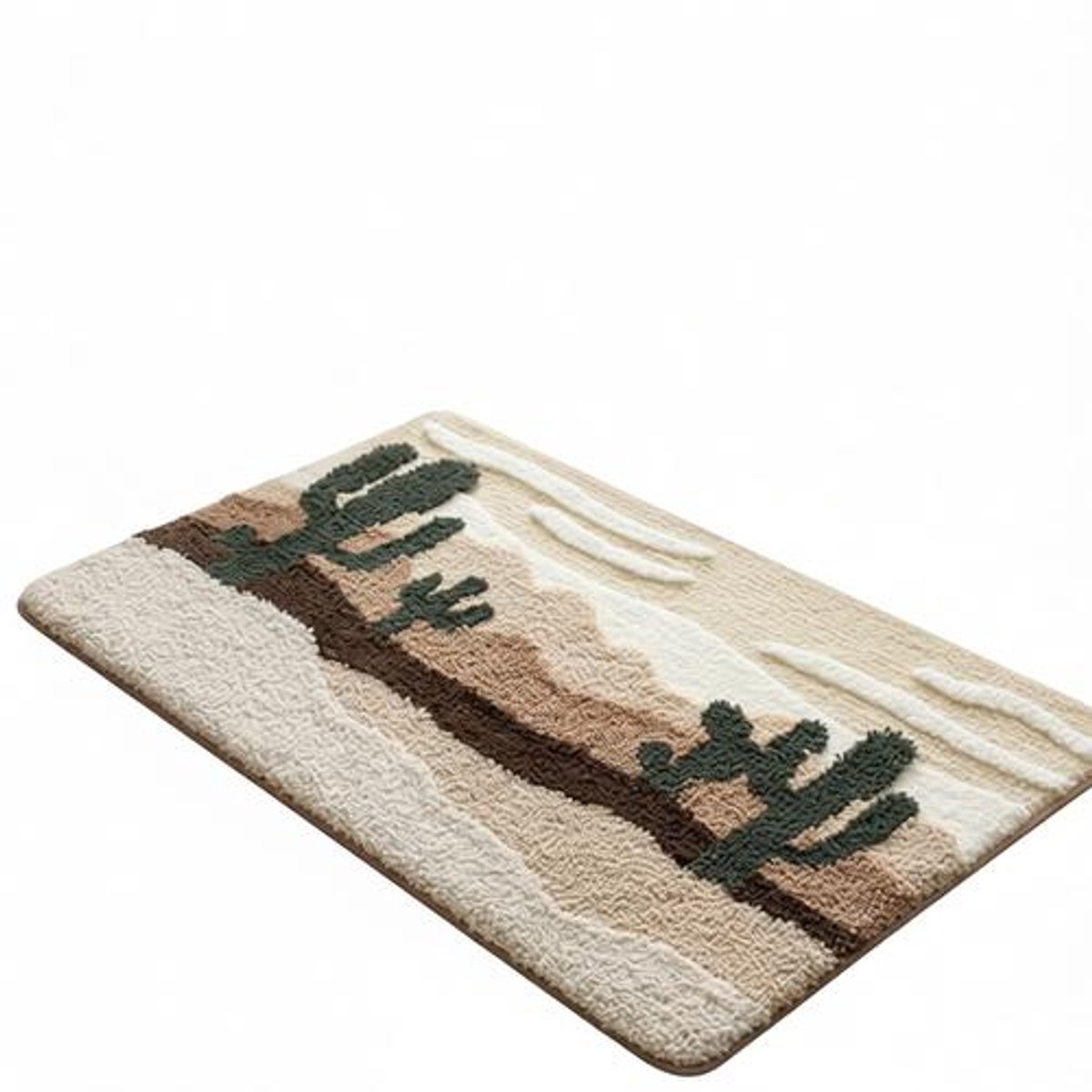 BILMU Badmat 50 x 80 cm Antislip Zachte Absorberende Badkamer Mat Wasbaar Beige Cactus