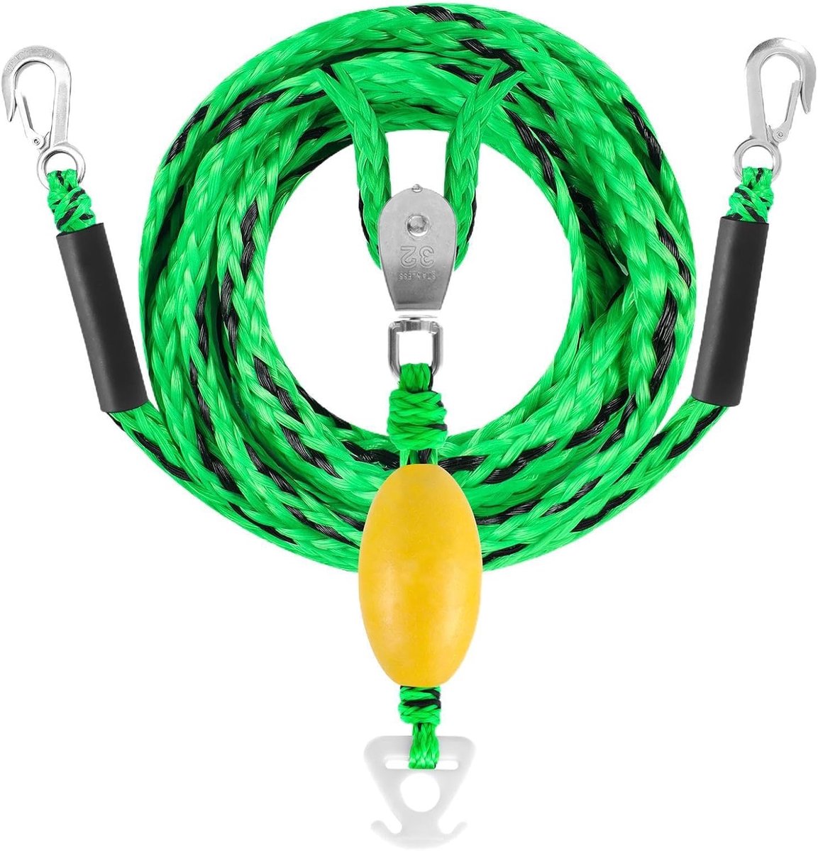 Waterski Sleepharnas - Boot Trekhaak - Watersporten - Snelle Bevestiging - 304 cm - Groen