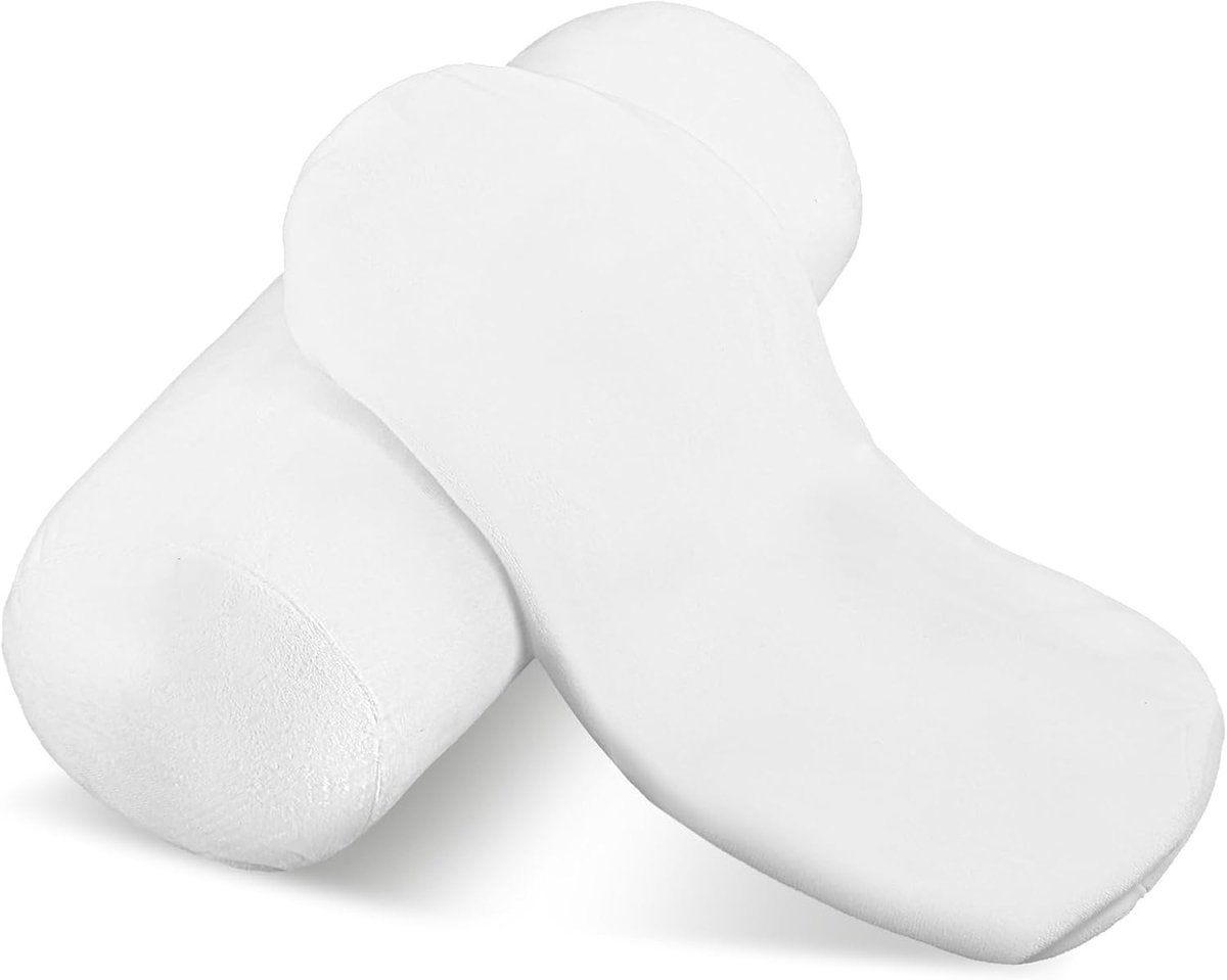 Famanu Ronde kussenslopen set van 2, met rits, voor nekrolkussens, 40 x 13 cm, wit