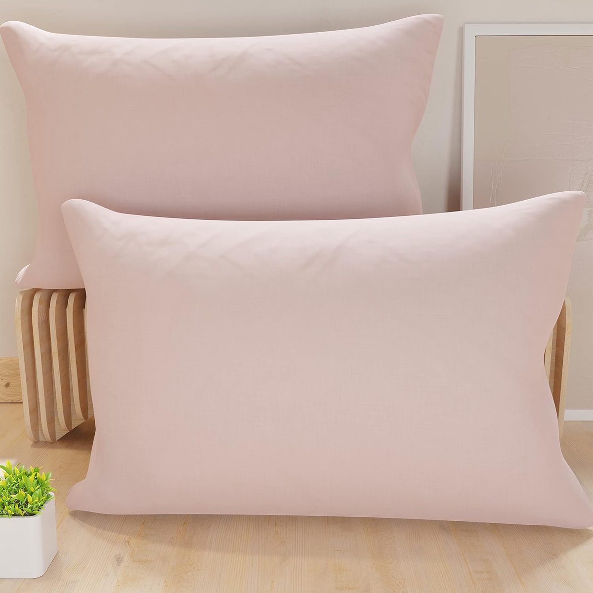 Famanu Set van 2 kussenslopen 50 x 70 cm van microvezel, effen roze, hypoallergeen en 100% gemaakt in Italië Transparant