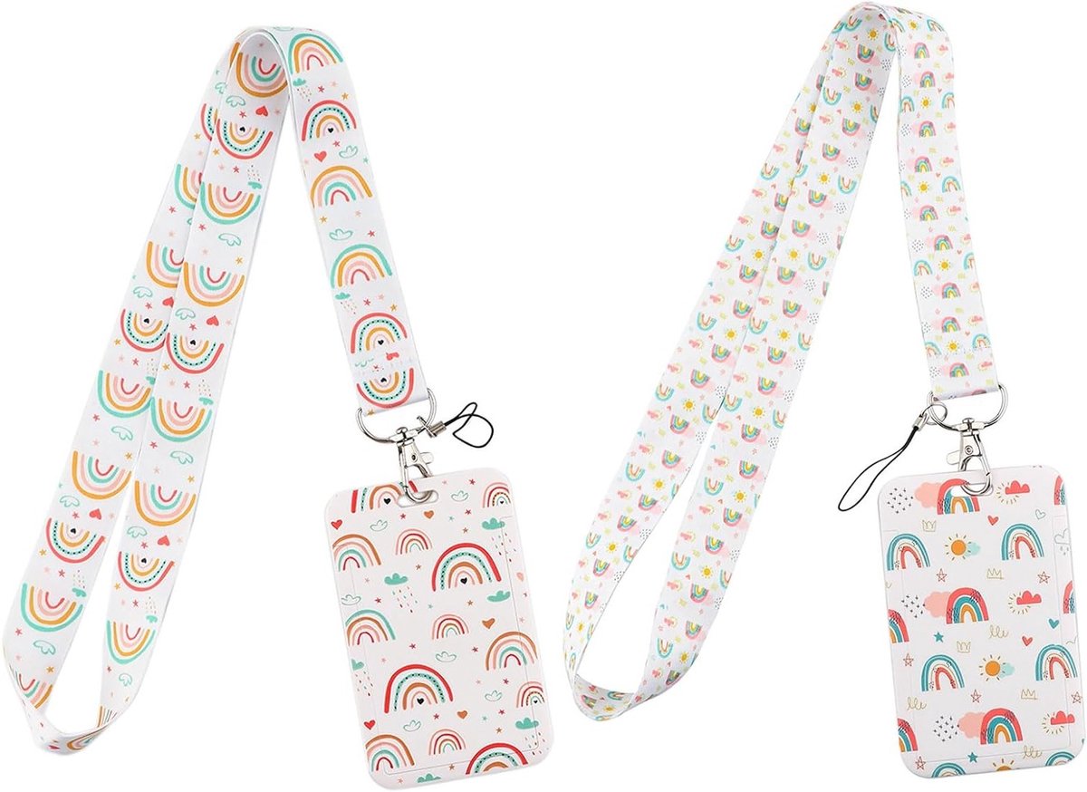 Kleurige Lanyard met Kaarthouder voor ID, Sleutels en Toegangspassen - Ideaal voor Kantoor, School en Kinderen