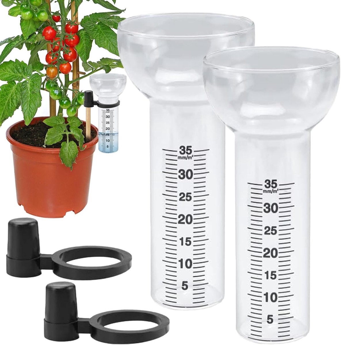 Regenmeter Buizen - Vervangende Glasbuis - Weer Monitoren - Dubbel Bekersysteem - 2 Stuks - Transparant