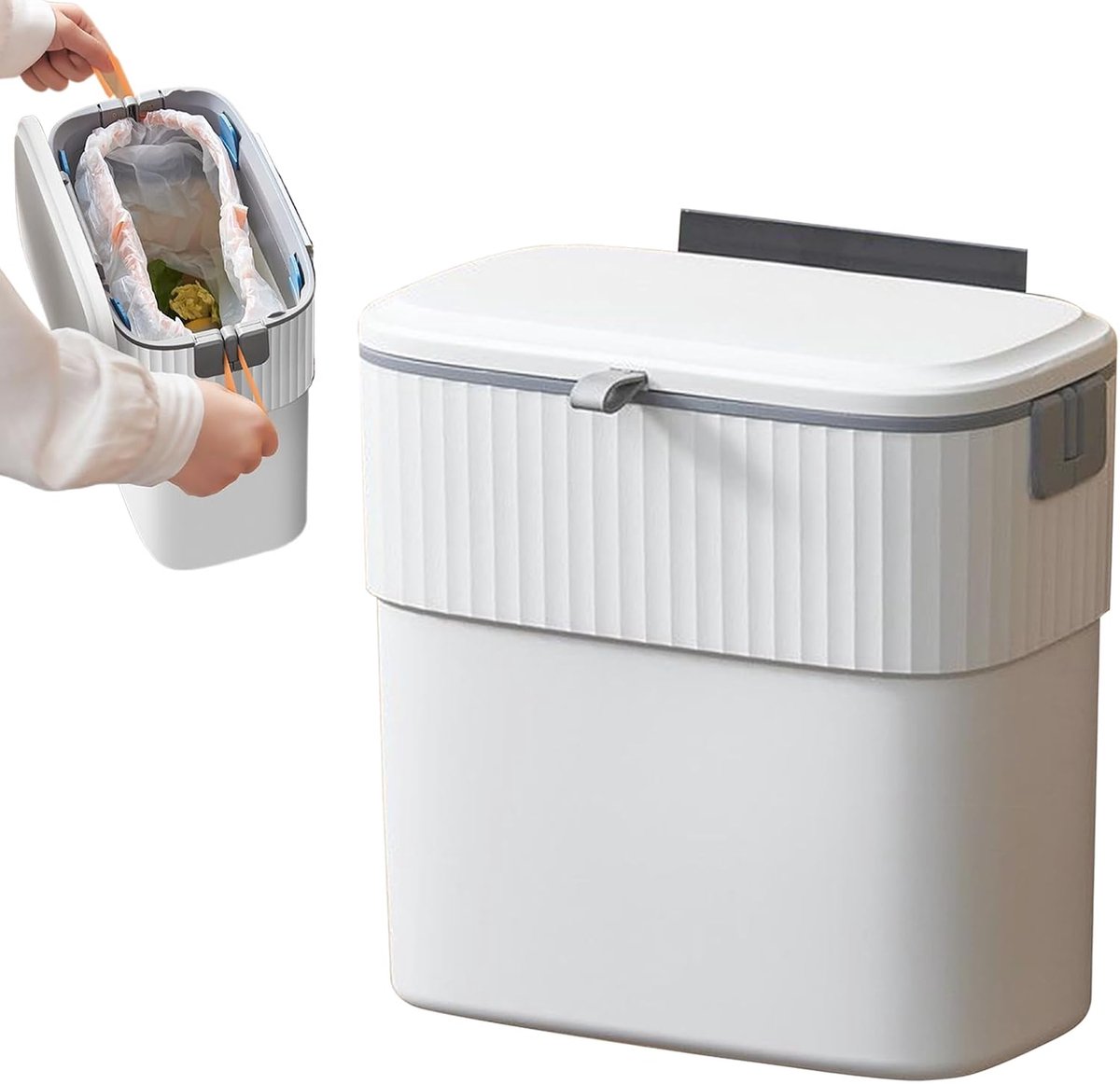 Badkamer Prullenbak - Ophangbare Afvalbak - Afval Beheer - Geurwerend Ontwerp - 7 Liter - Wit