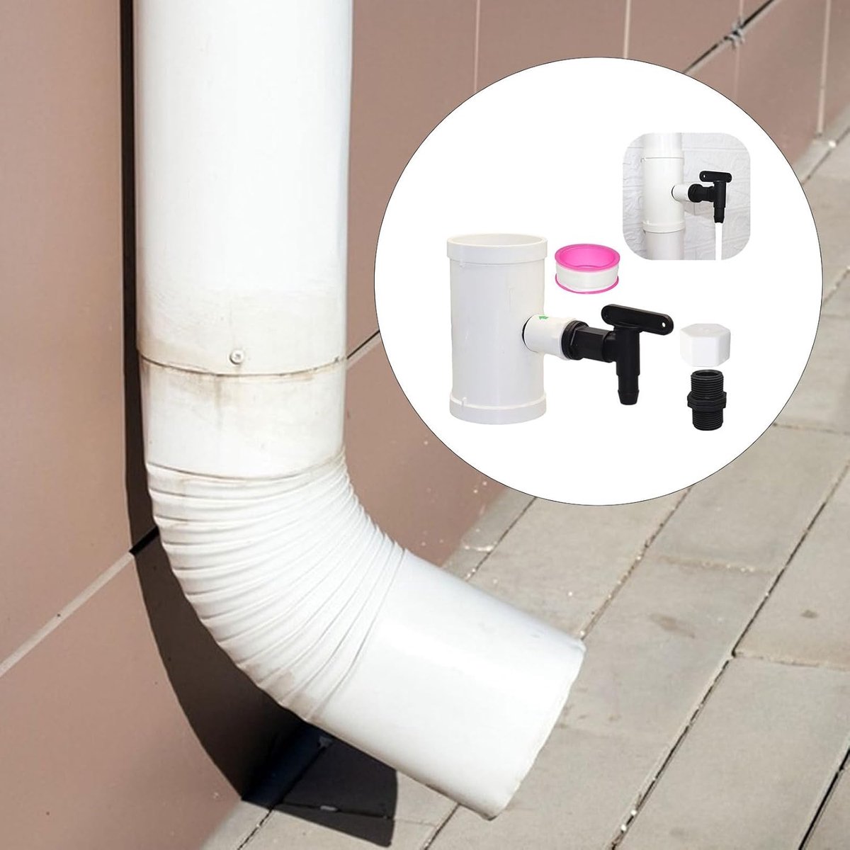 Regenwaterverzamelaar - Regenton met kraan - Tuin besproeien - Centrifugale vuilafscheiding - 110 mm - Grijs