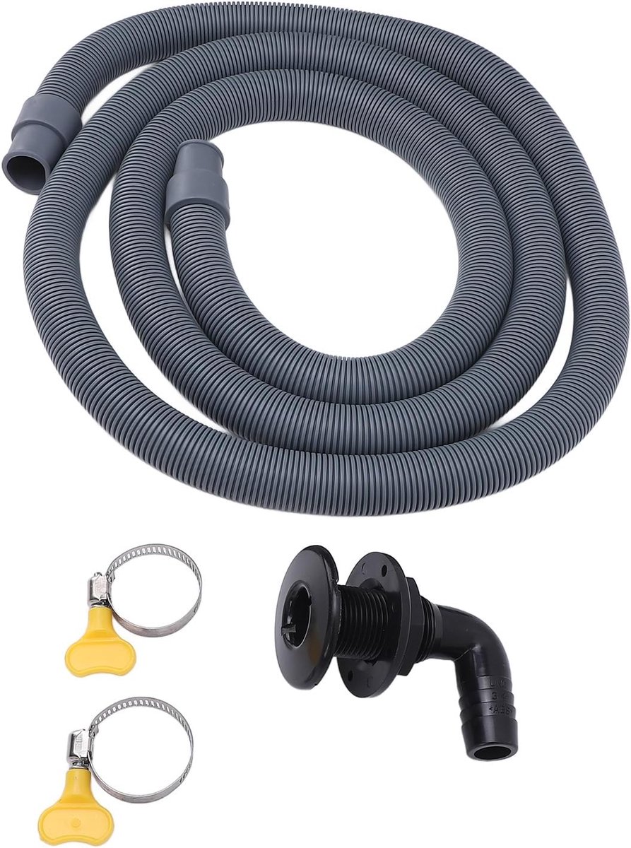 -pompslangfittingkit, 750 Gph Bilge -pompinstallatiekit Hoge Drukbewijs 0,75 Inch dia. 6.56ft Bilge -pompslang met 90 Graden Fitting -terugslagklep (BLACK)