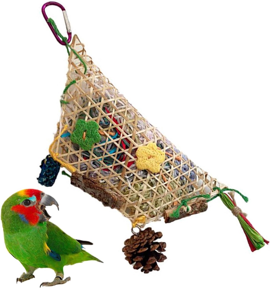 Vogel Foeragespeelgoed - Parkiet Speelgoed - Verveling Verminderen - Destructief Vogelspeelgoed - 23x10x4 cm - Multicolor