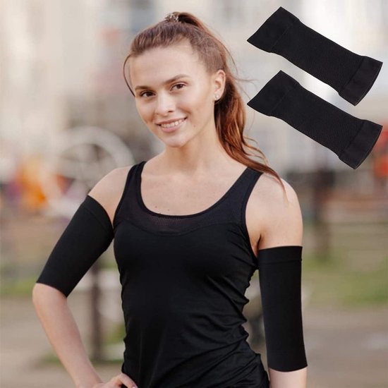 Mouwen, compressie, elastisch, beenwarmers, compressiemanchetten, armwarmers, 2 paar, Zwart + Beige, Eén maat — afbeelding 5