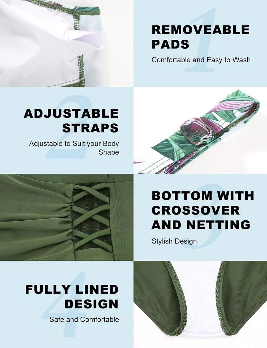 Tweedelige bikiniset voor dames, zwemkostuum, badpakken, push-up, Criss Cross Bikinitops, hoge taille, bikinibroekje, buikcontrole, badpakken, badmode