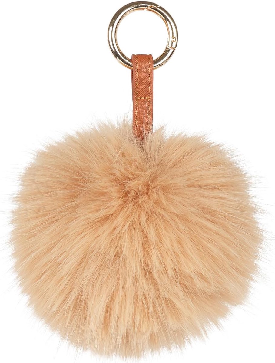 Sleutelhanger met pompon van imitatiebont, pluizige sleutelhanger van pluche, pompon tas bedeltje voor handtas, hanger, sleutelhouder voor dames