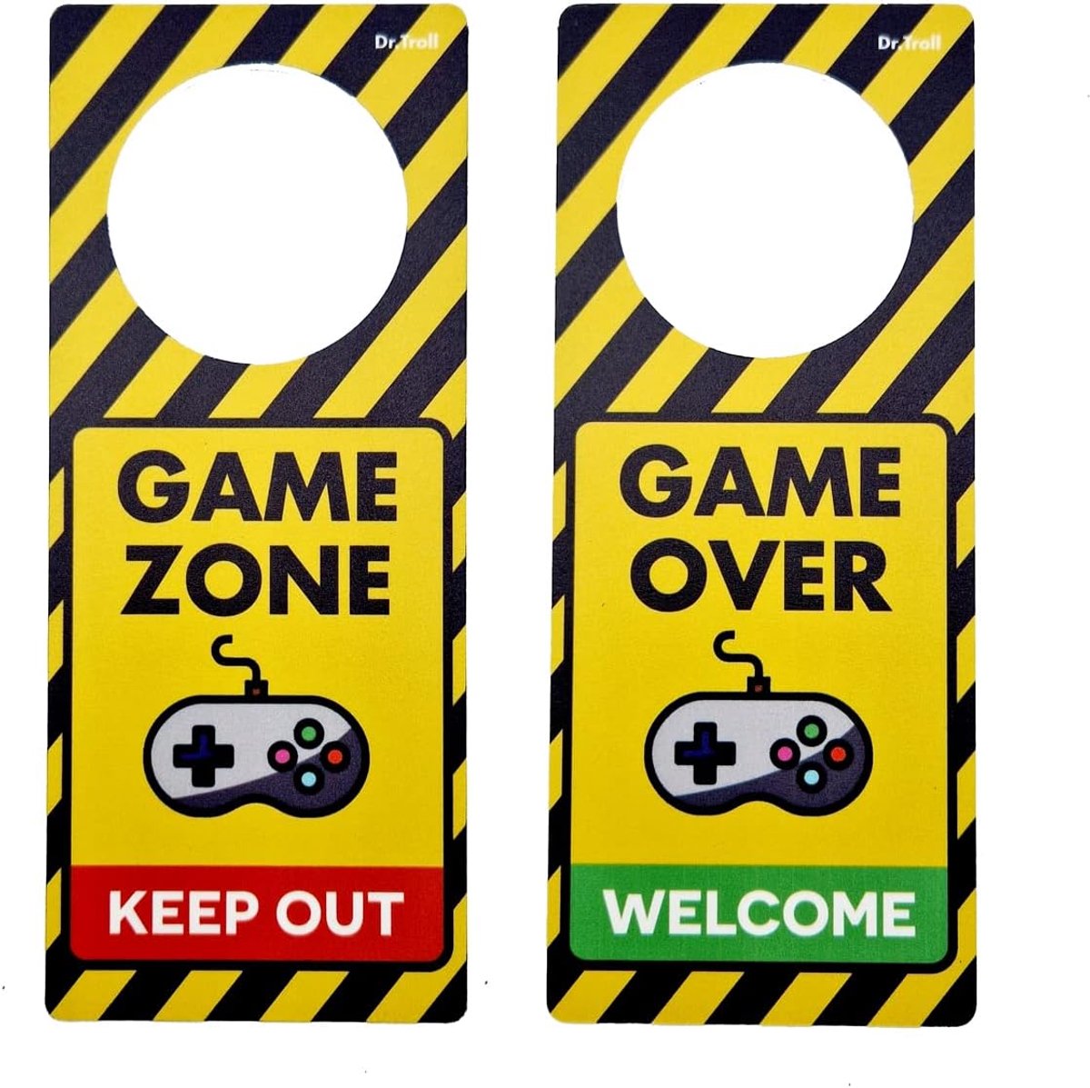 SnelShoppen - POMING deurknop voor gaming zone - Grappige deurknop, model Game Zone, 20.5 cm x 8.5 cm x 0.3 cm, met 2 standen, ideaal voor gamers, Kee