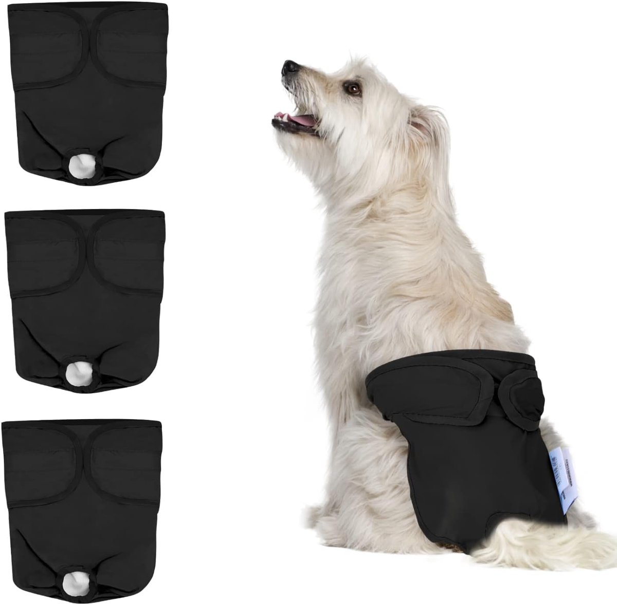 Luiers voor Teven in Hitte, Herbruikbare Hygiënische Slips, Sterk Absorberende Luiers voor Huisdieren (M-Taille 32-37.5cm, 3 Stuks, Zwart)