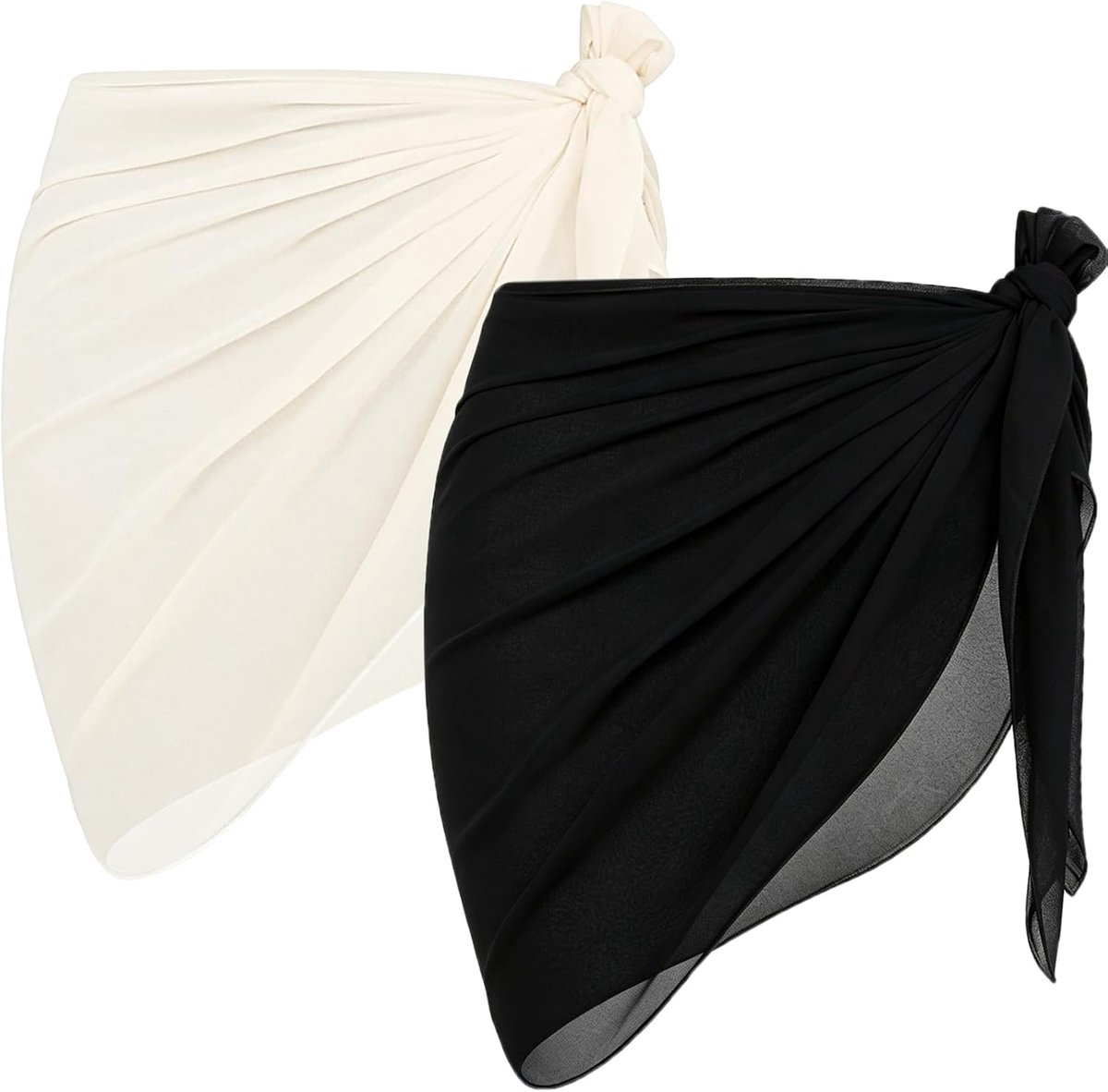 2-delige dames strand wikkel sarong, cover-up chiffon badpak kort