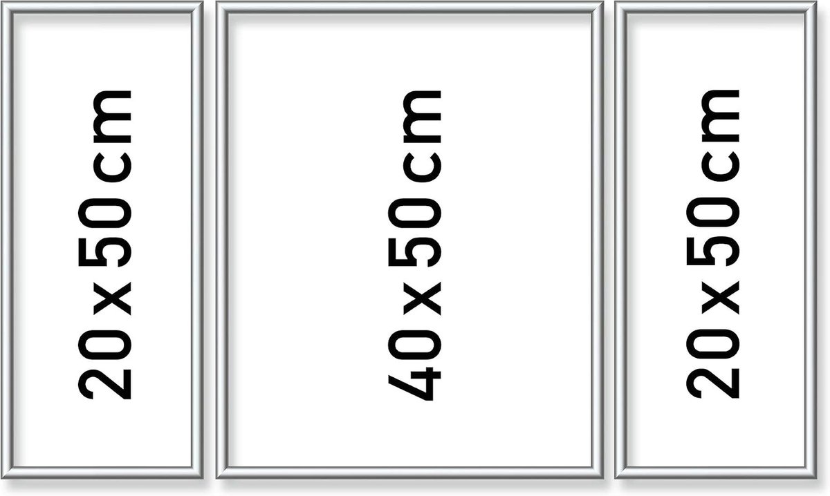 605260767 Schilderen Op Getallen-Triptychon Aluminium Frame, Zilver