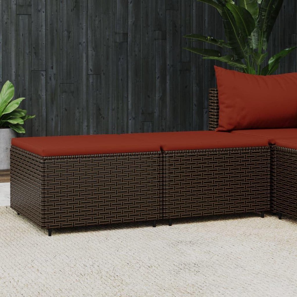 Voetsteun Tuinmeubelen - Buiten Krukje - Ontspannen in de tuin - Modulair Ontwerp - 55x31x55 cm - Bruin