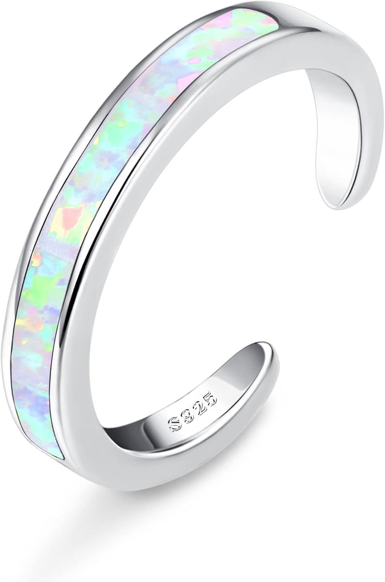 Teenringen voor Dames Hypoallergeen - Verstelbare Zilveren Teenring Voor Vrouwen Bloem CZ Opal Band Zilveren Ringen Zomer Strand Open Teenringen Voet Sieraden, Eén maat